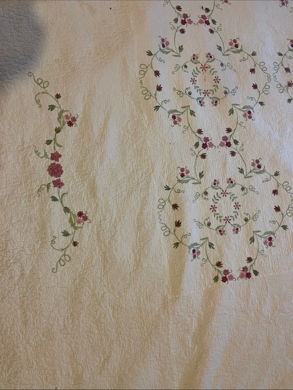 Martha Stewart Collection Quilted embroidered King Queen Comforter Cream Rose